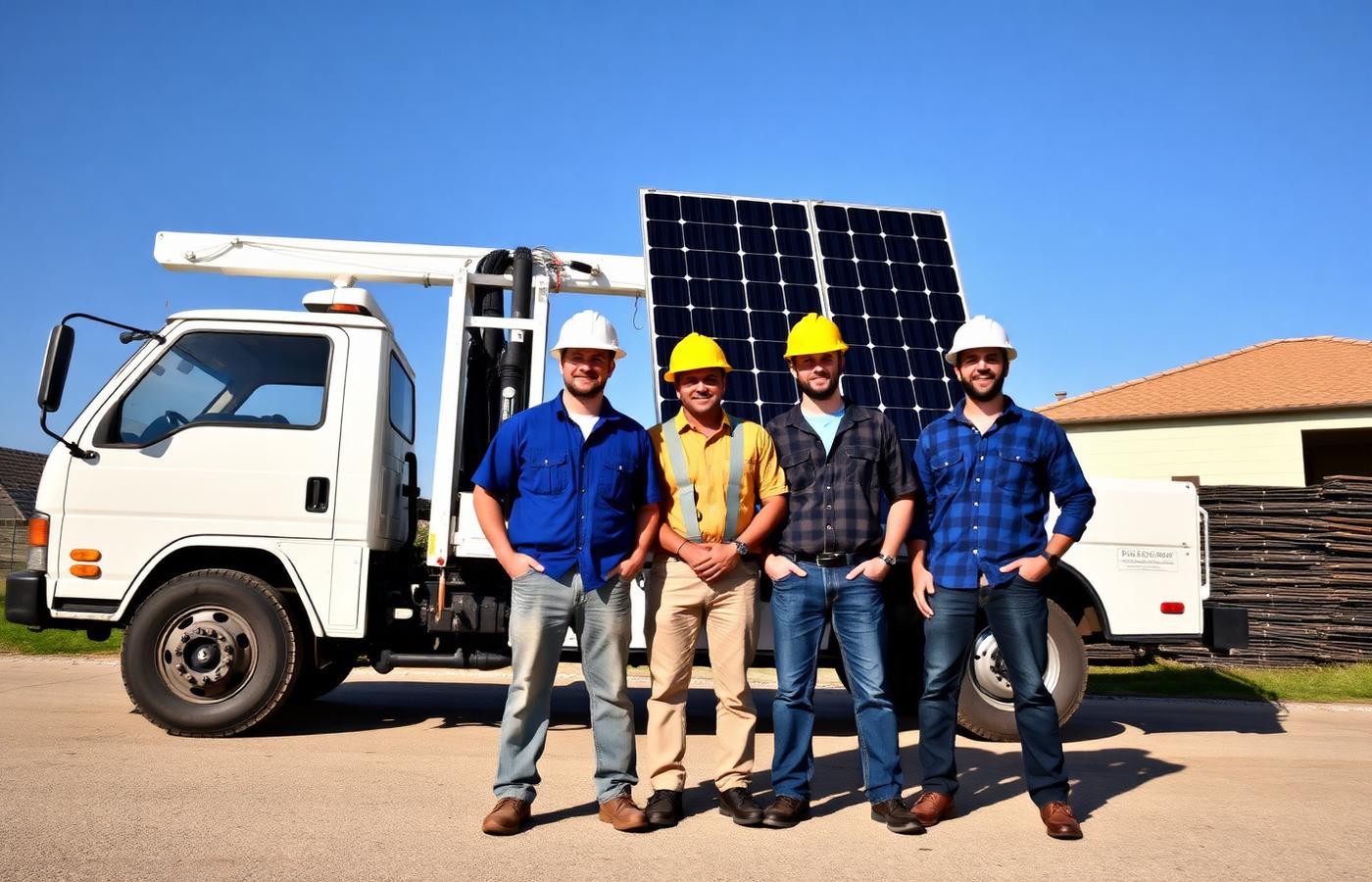 The Bushido Solar installation crew standing in front of their work truck